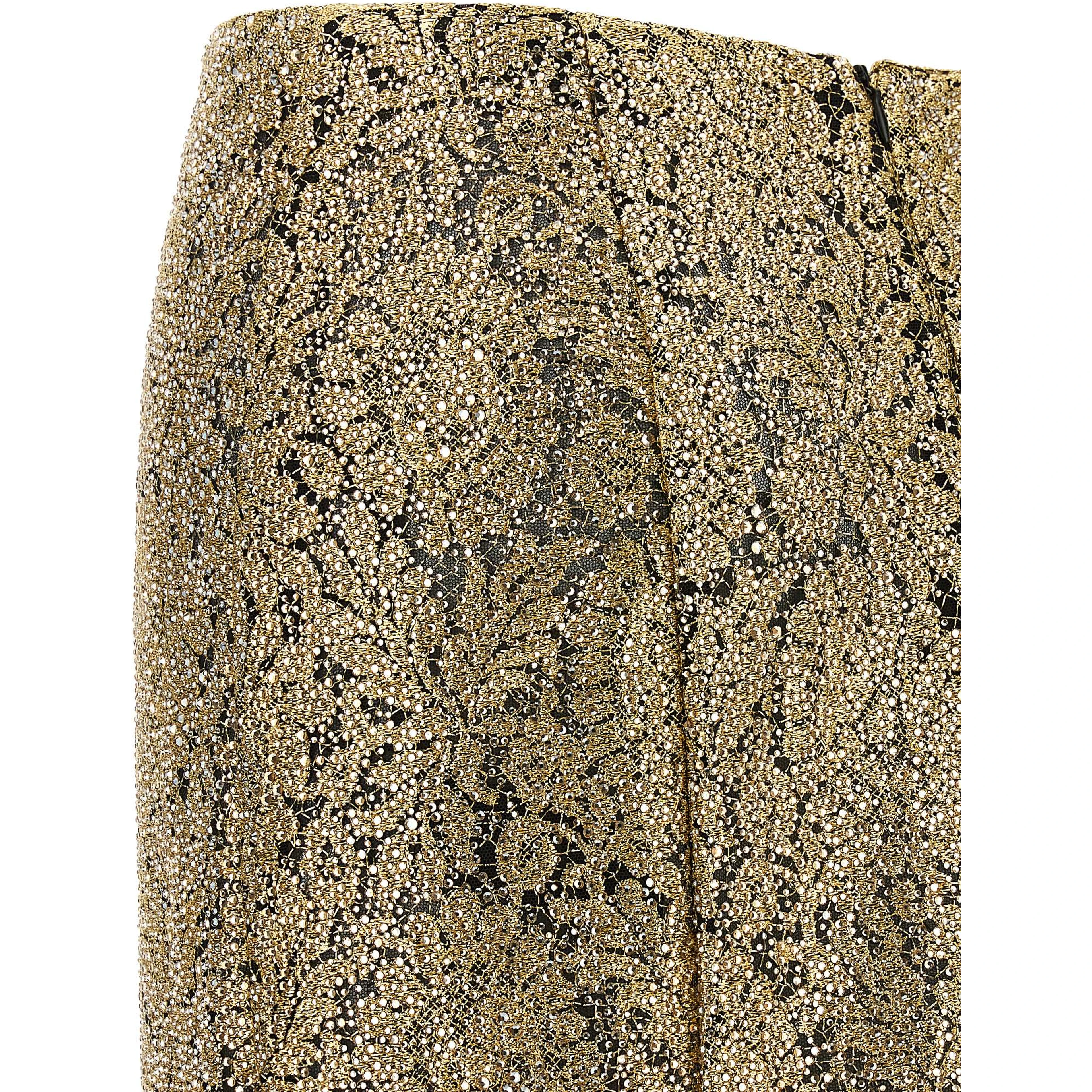 Gold Polyester Midi Skirt