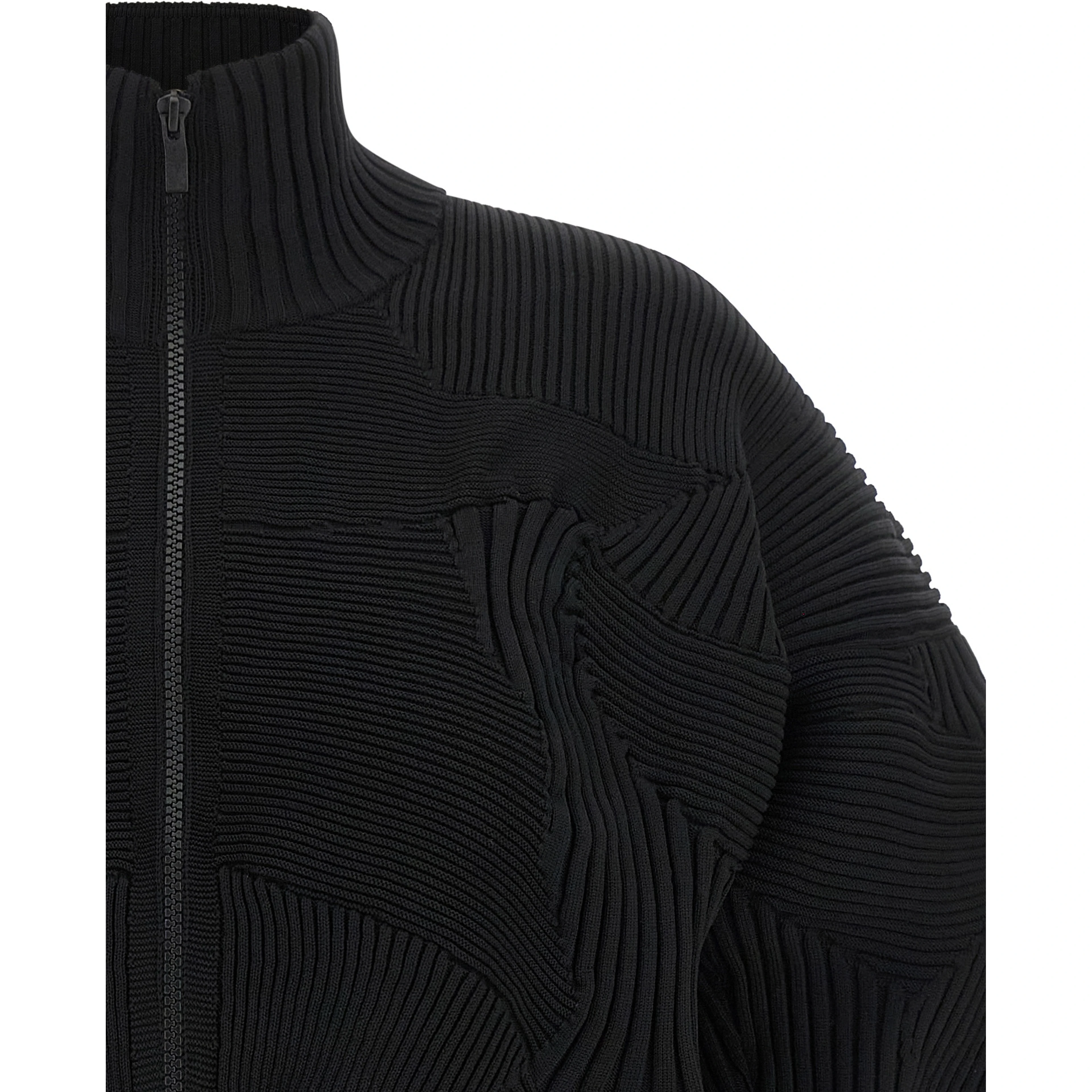 Black Polyester Full-Length Jacket