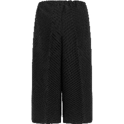 Black Polyester Casual Pants