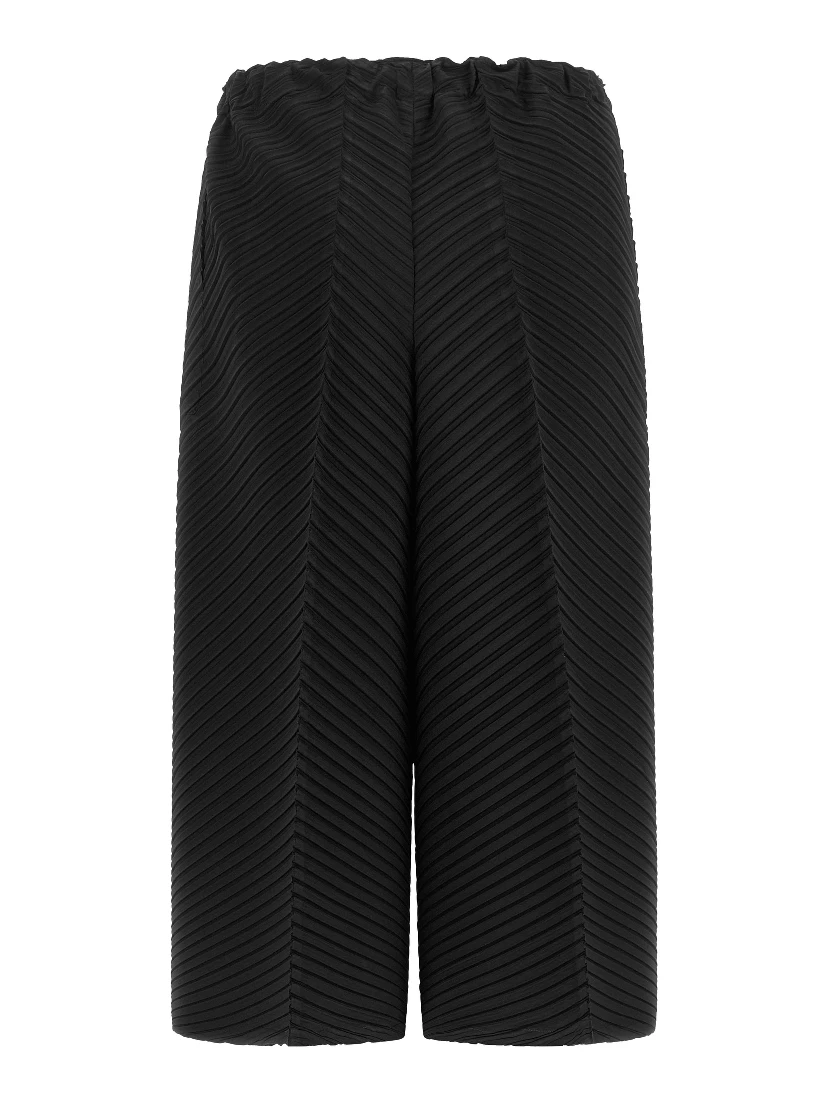 Black Polyester Casual Pants