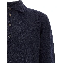 Blue Wool Polo Shirt