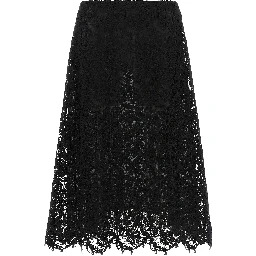 Black Cotton Midi Skirt