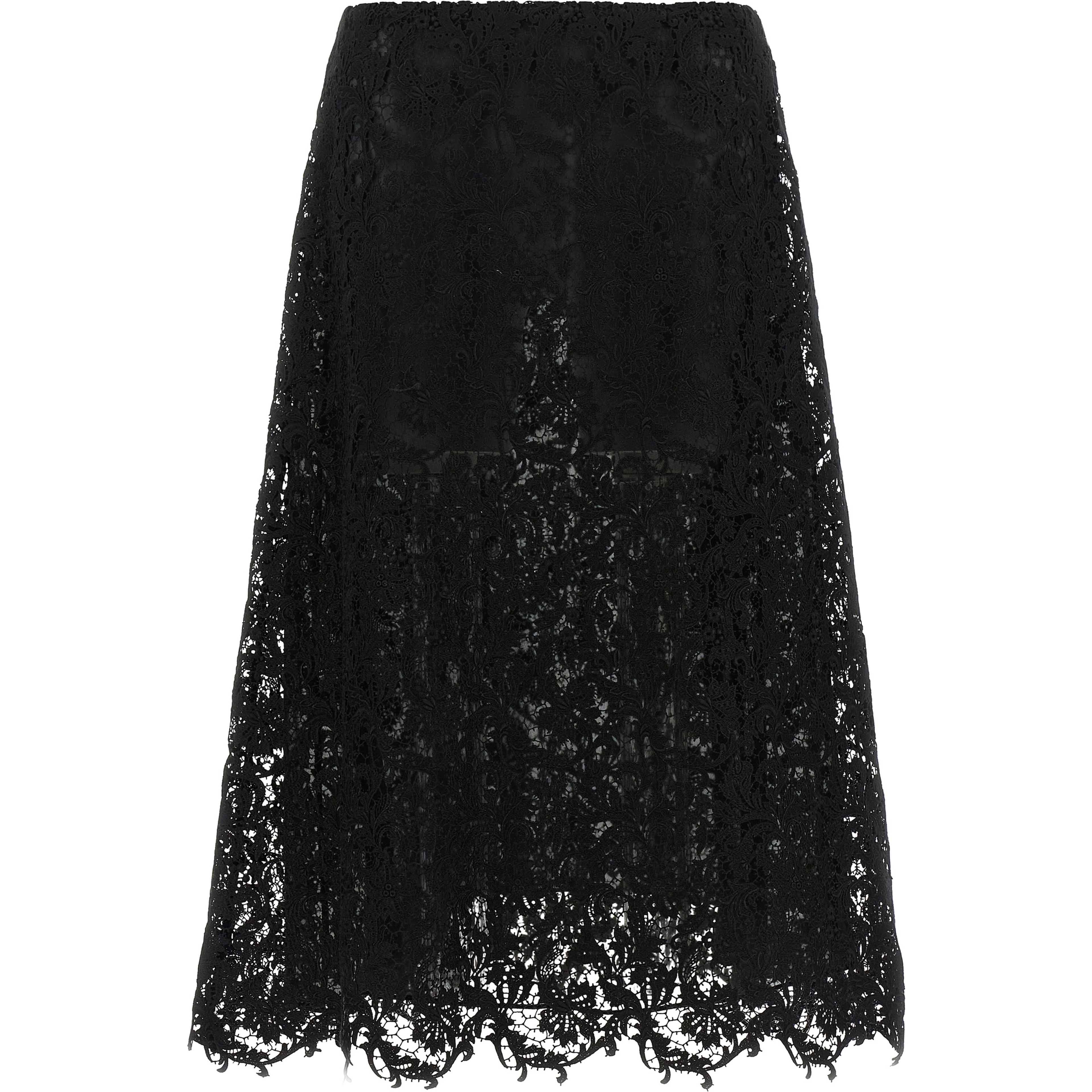 Black Cotton Midi Skirt