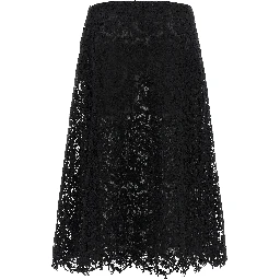 Black Cotton Midi Skirt