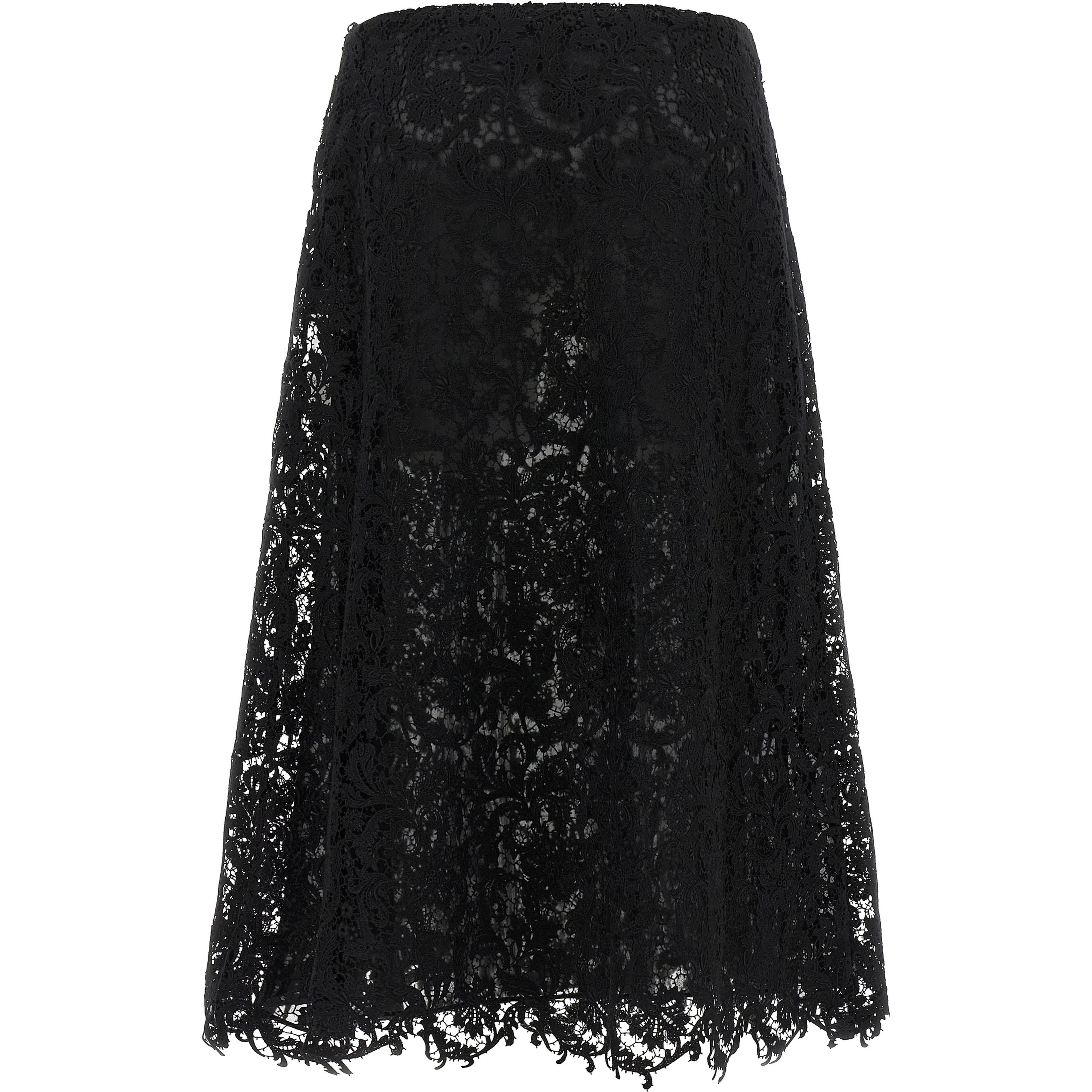 Black Cotton Midi Skirt