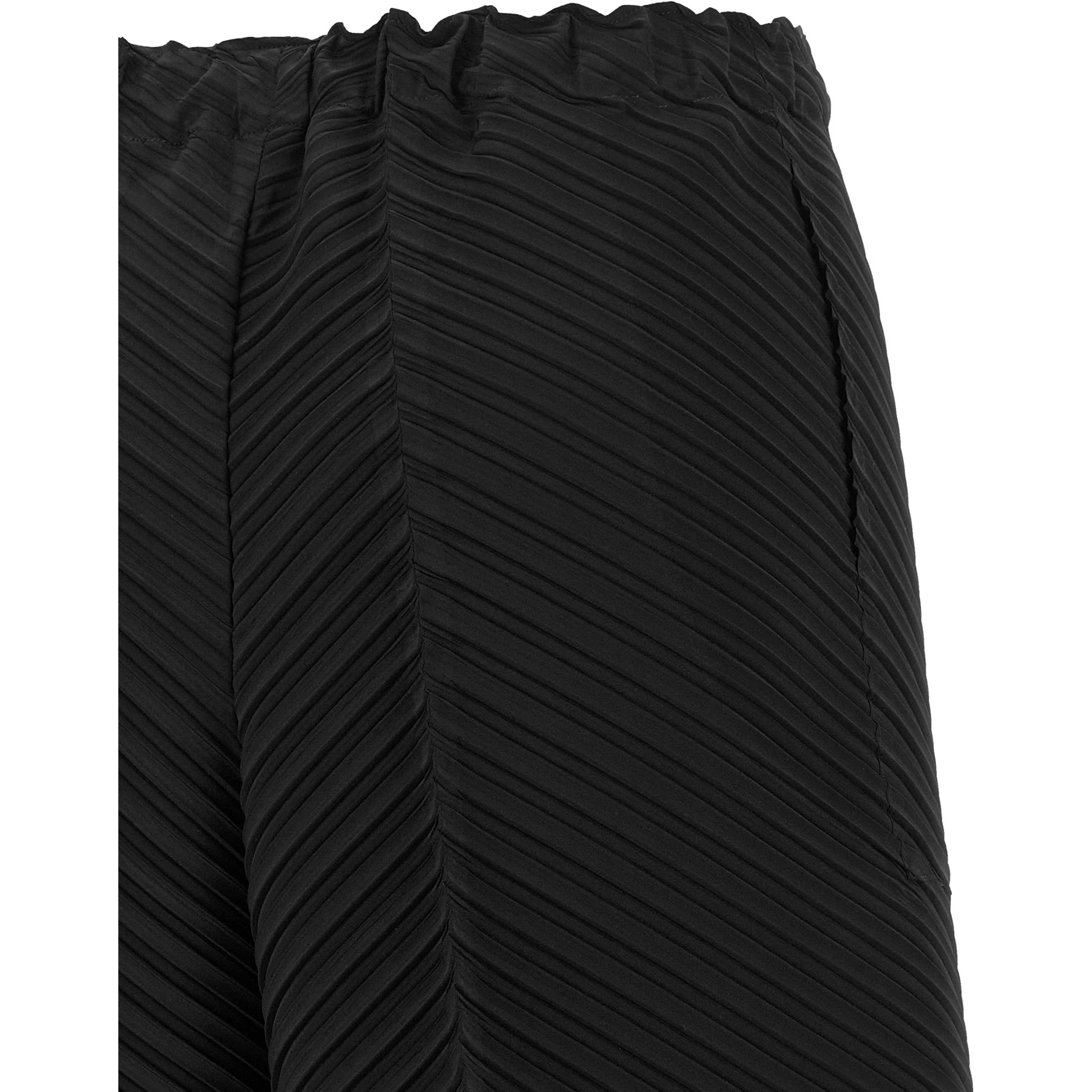 Black Polyester Casual Pants