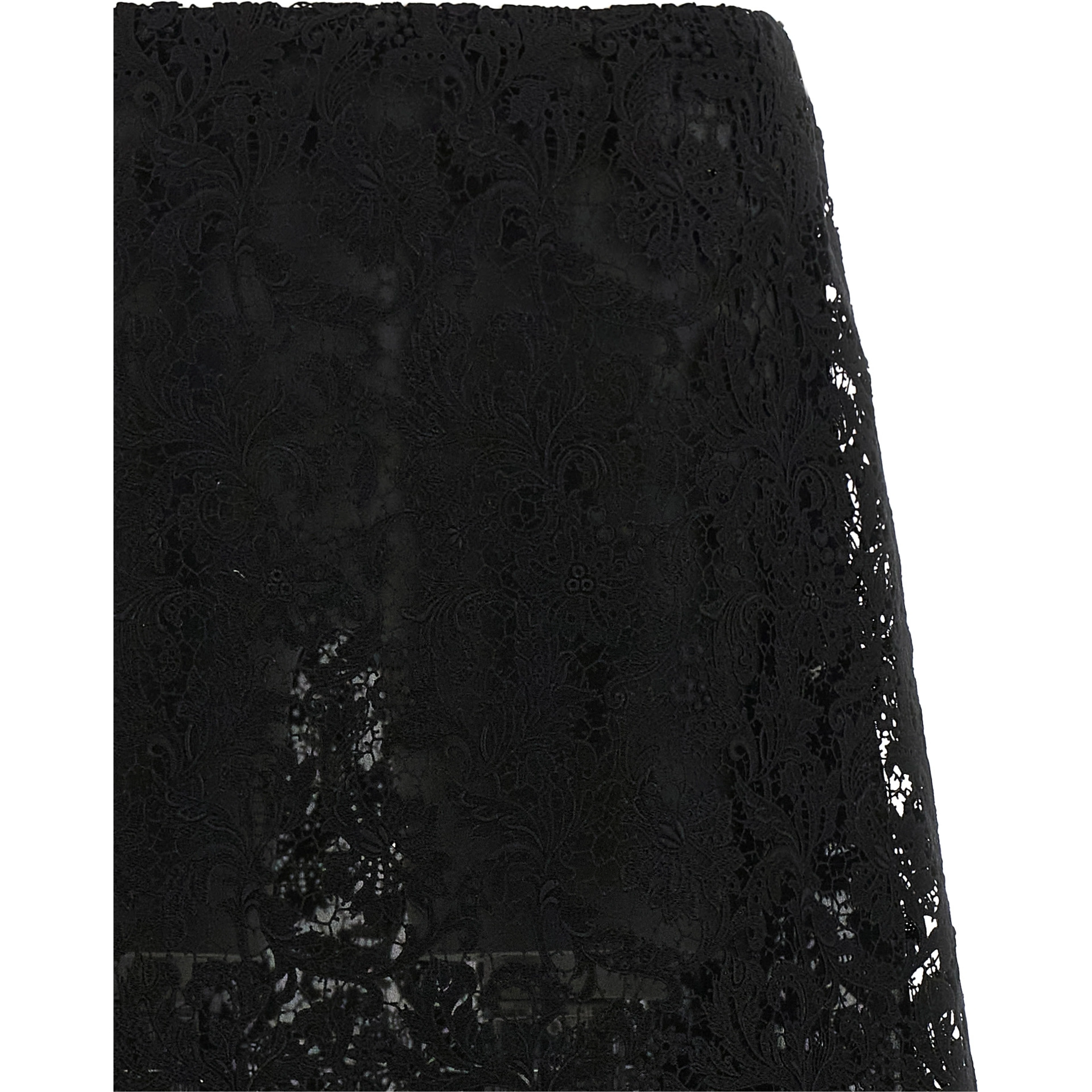 Black Cotton Midi Skirt