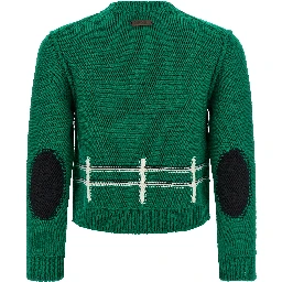 Bicolor Virgin Wool Cardigan