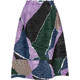 Multicolor Polyester Midi Skirt
