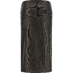 Brown Lamb Leather Midi Skirt