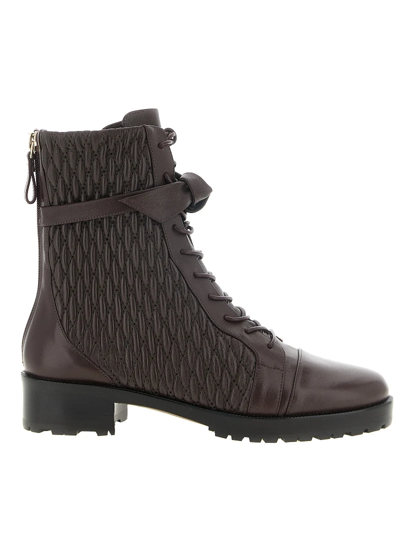 Purple Calfskin Lace-Up Boots