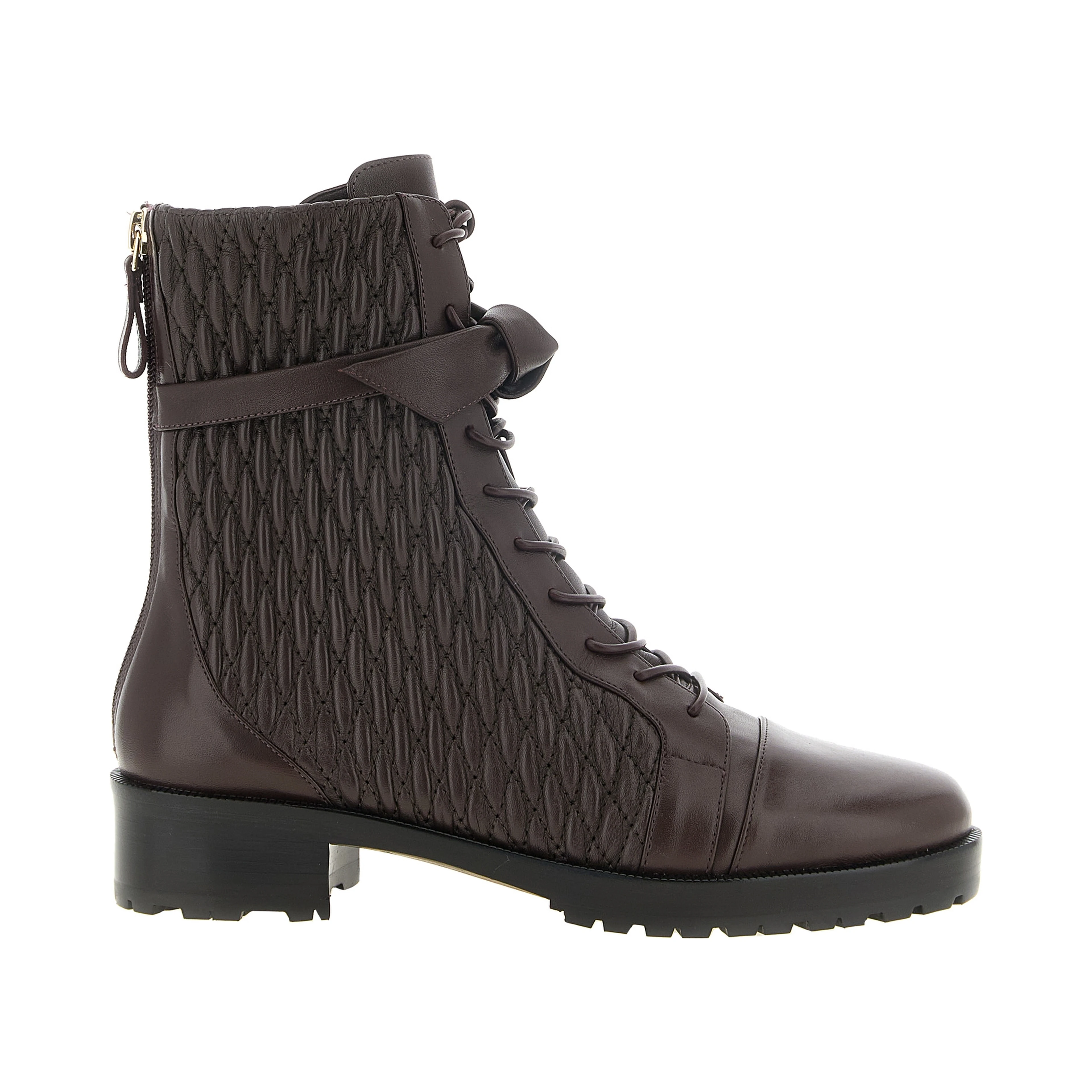 Purple Calfskin Lace-Up Boots