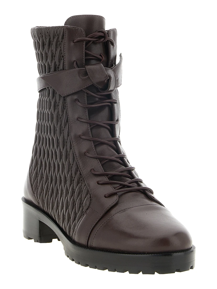 Purple Calfskin Lace-Up Boots