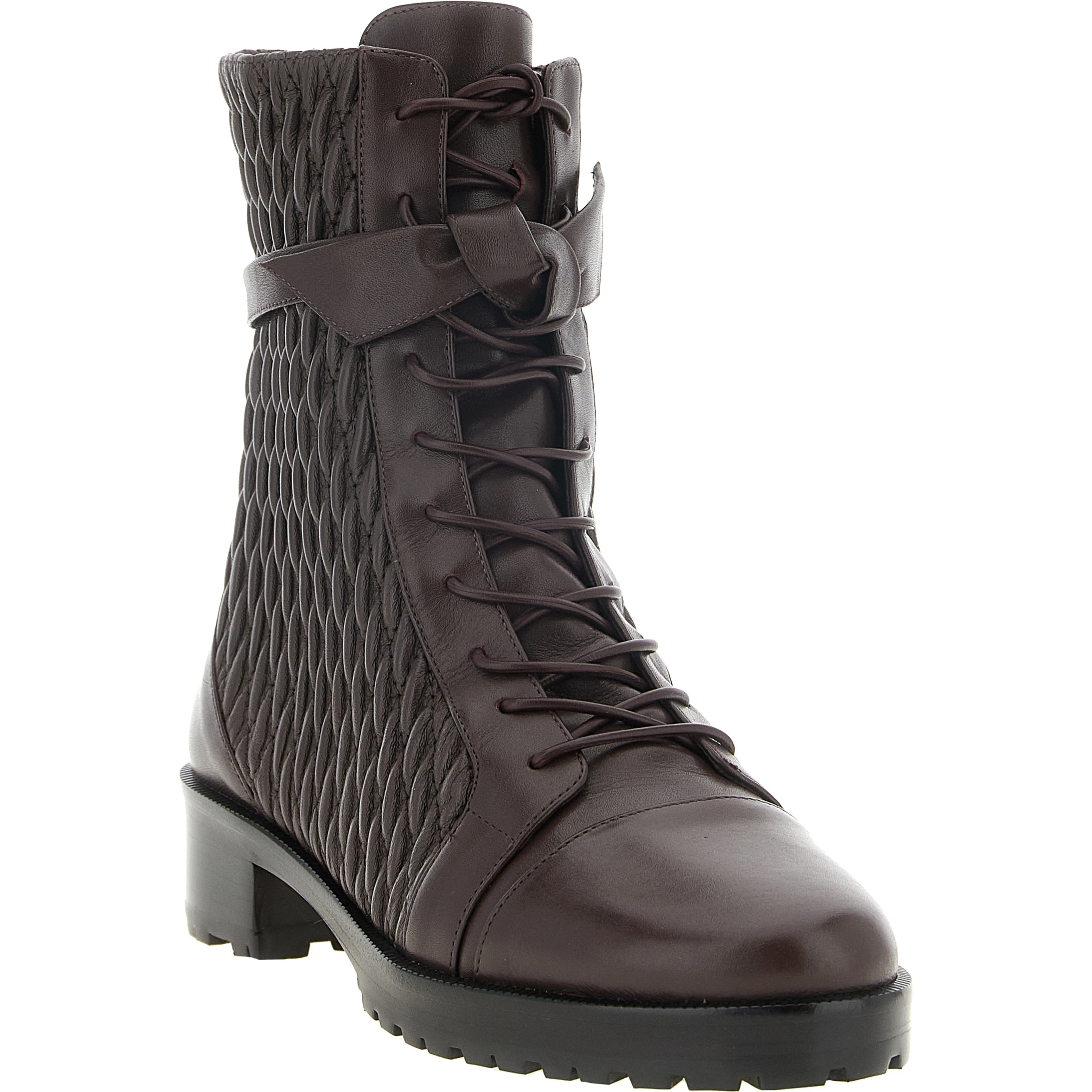 Purple Calfskin Lace-Up Boots