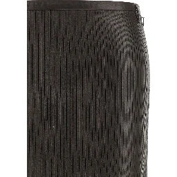 Brown Lamb Leather Midi Skirt