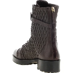 Purple Calfskin Lace-Up Boots