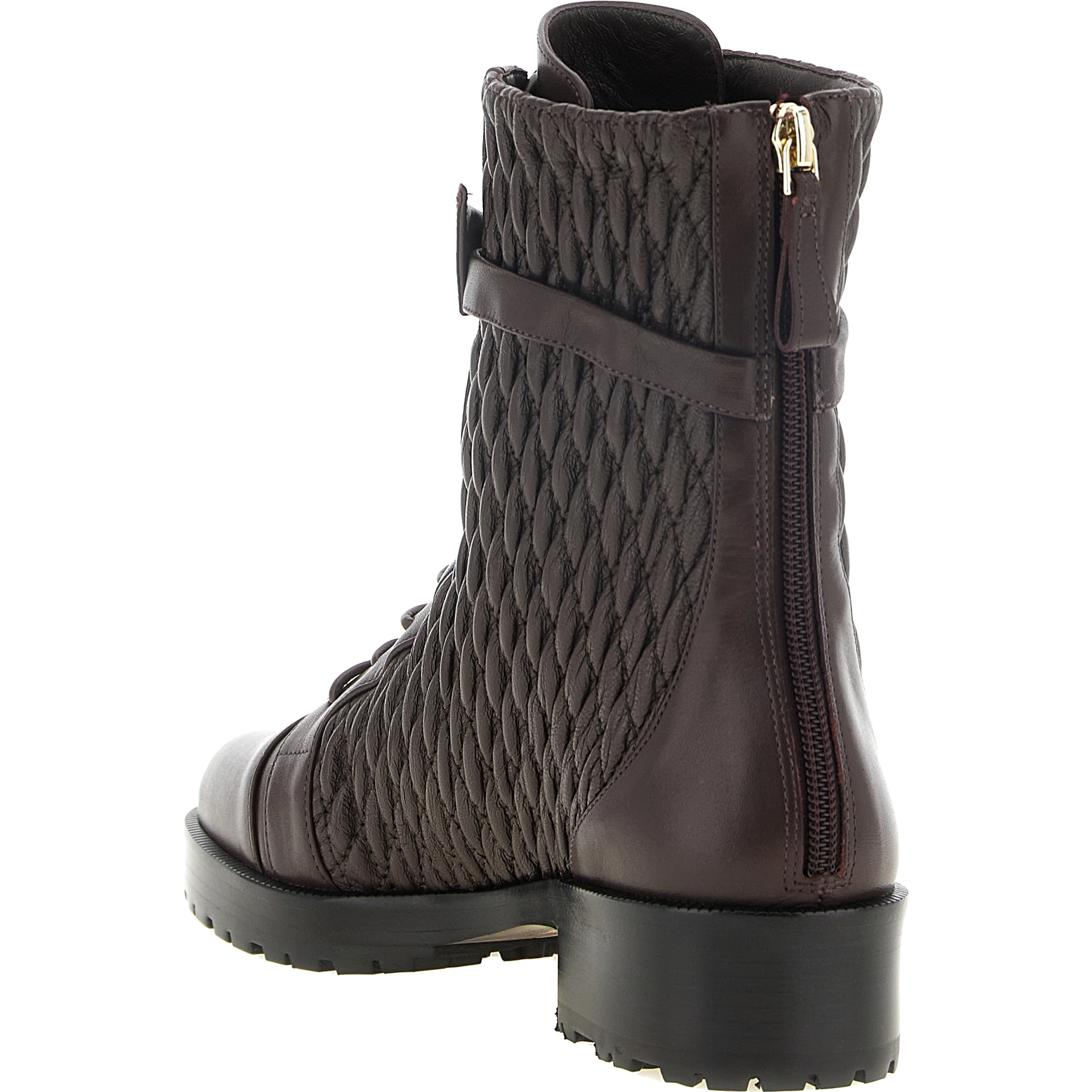 Purple Calfskin Lace-Up Boots