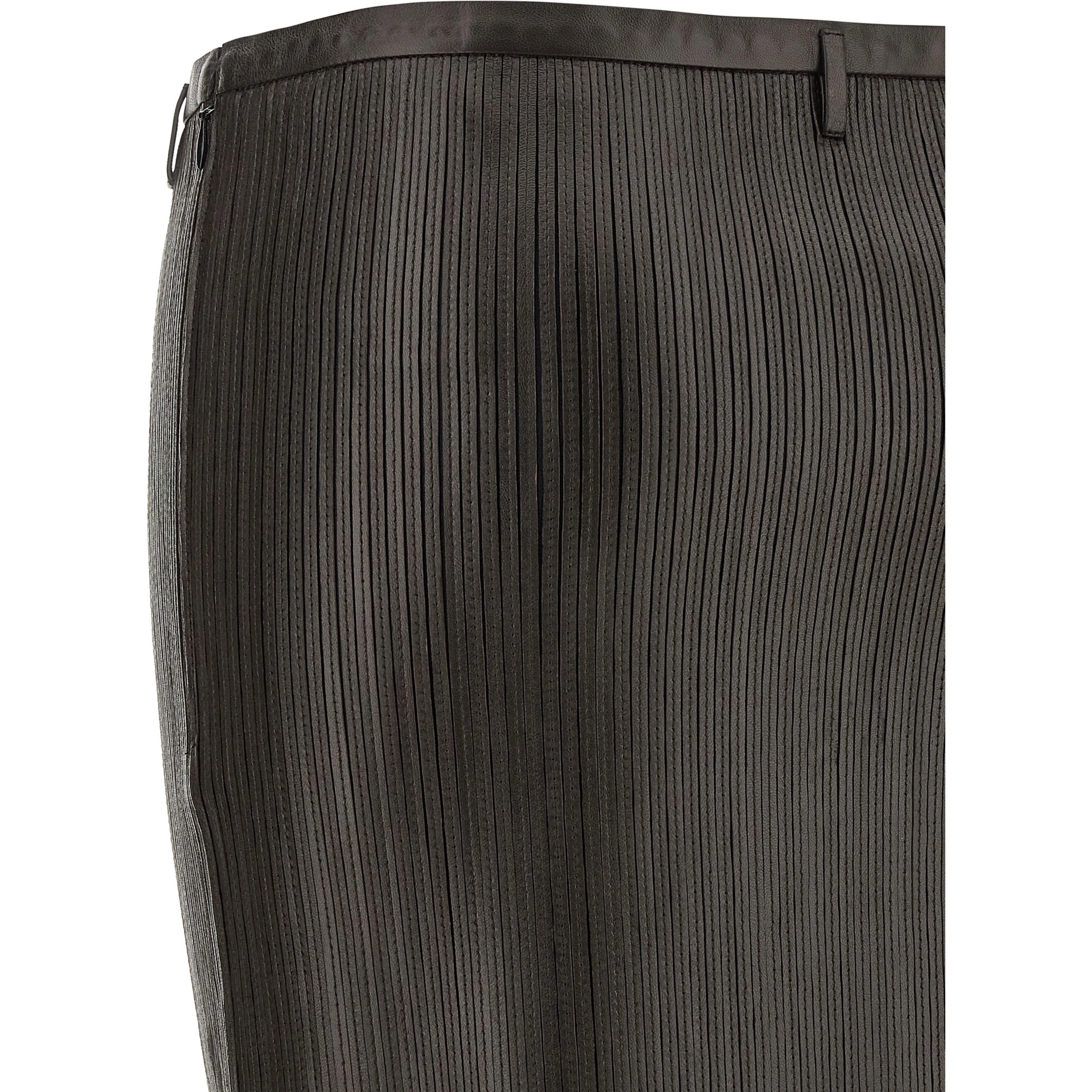 Brown Lamb Leather Midi Skirt