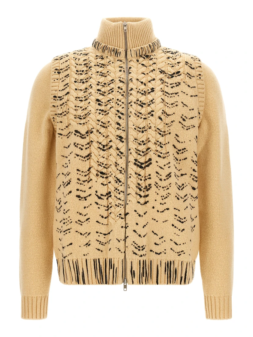 Beige Virgin Wool Cardigan
