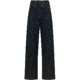Blue Cotton High-Waisted Jean
