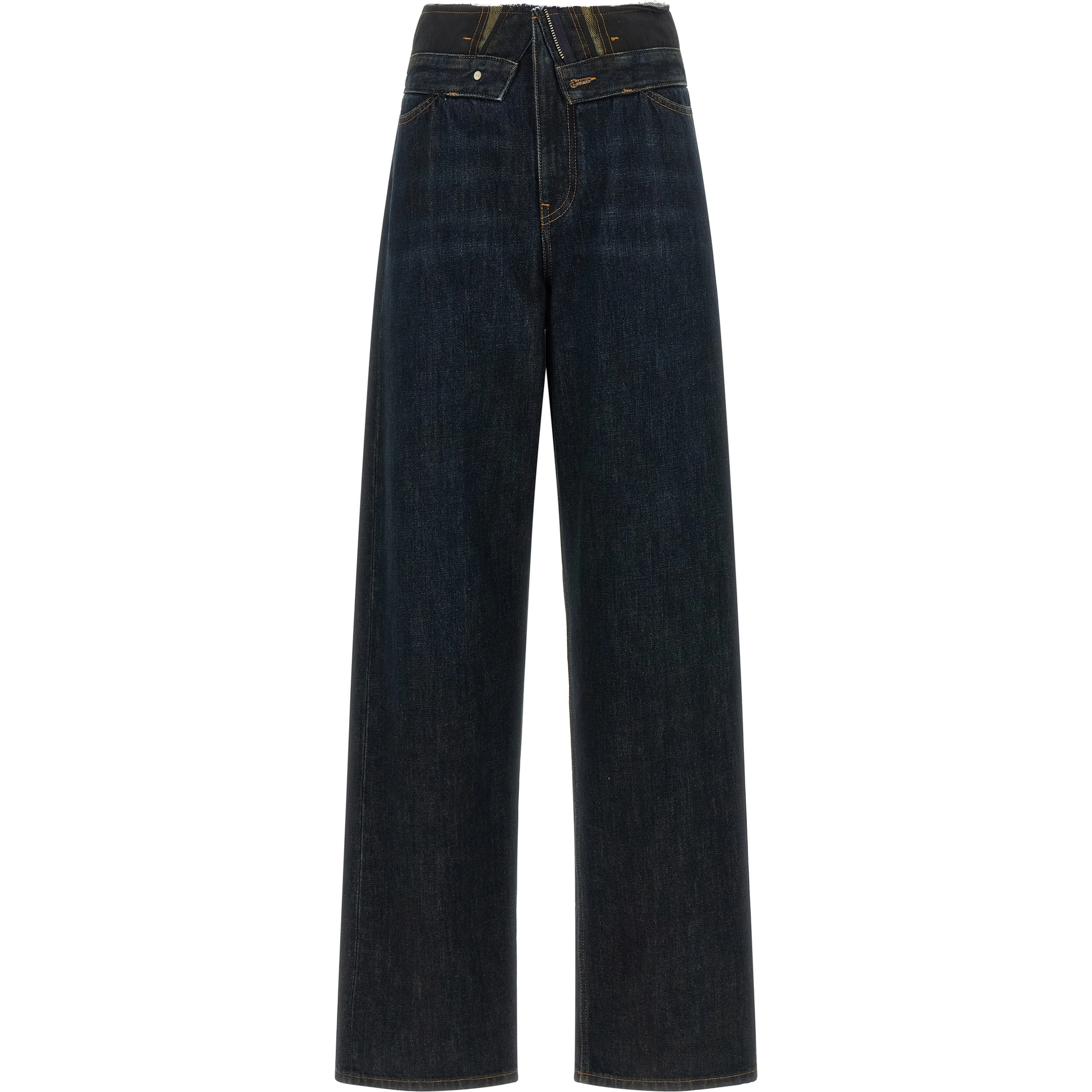 Blue Cotton High-Waisted Jean
