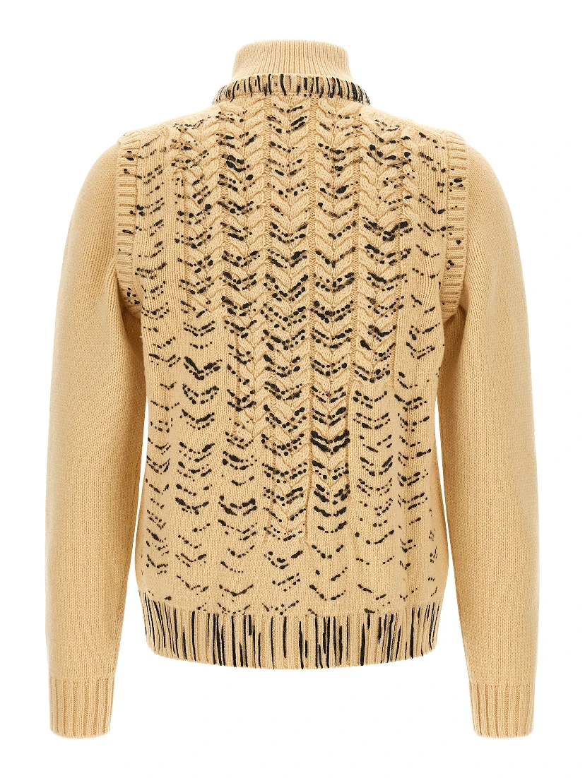 Beige Virgin Wool Cardigan