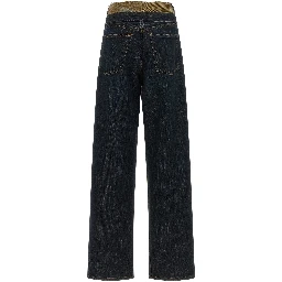 Blue Cotton High-Waisted Jean