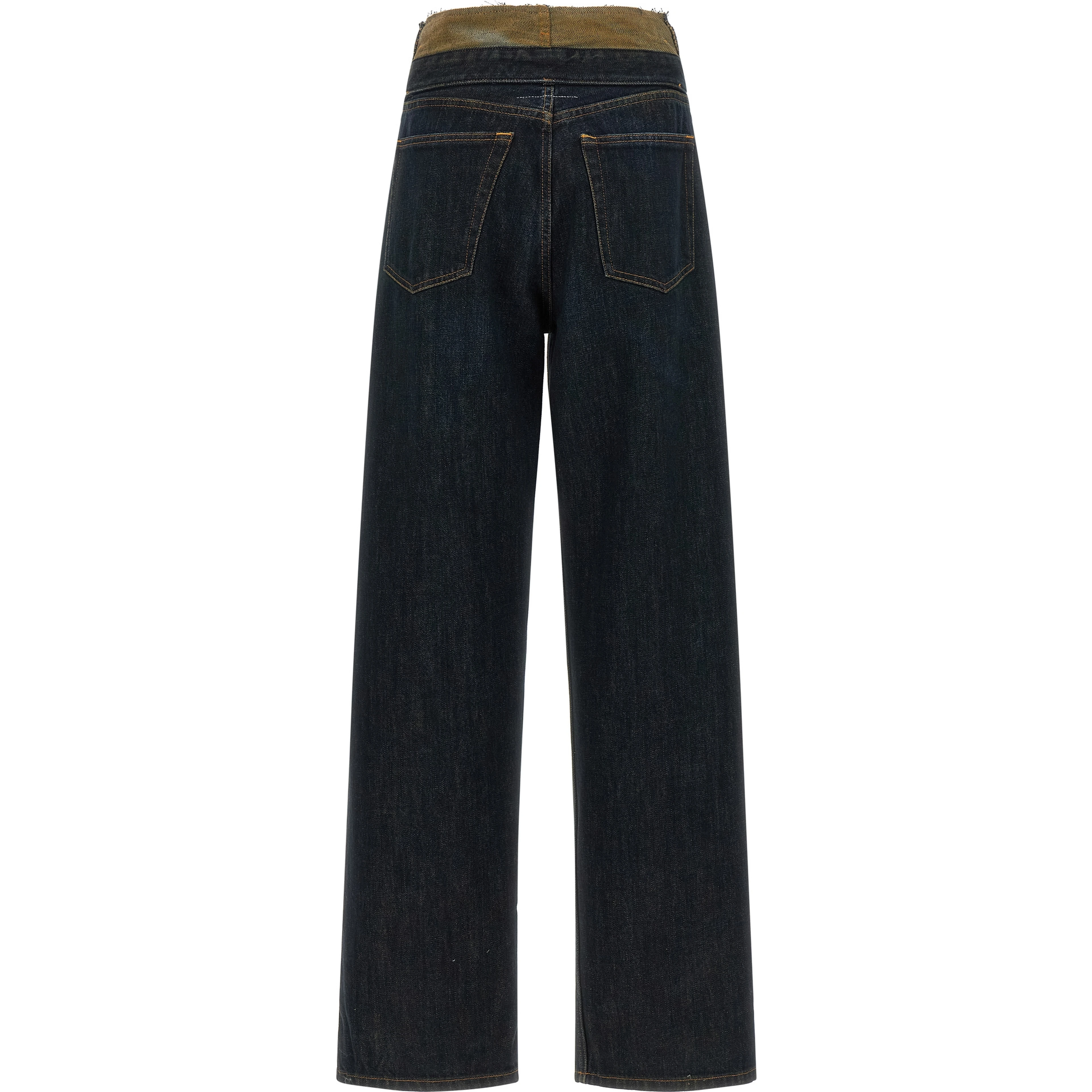 Blue Cotton High-Waisted Jean