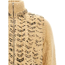 Beige Virgin Wool Cardigan