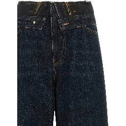 Blue Cotton High-Waisted Jean