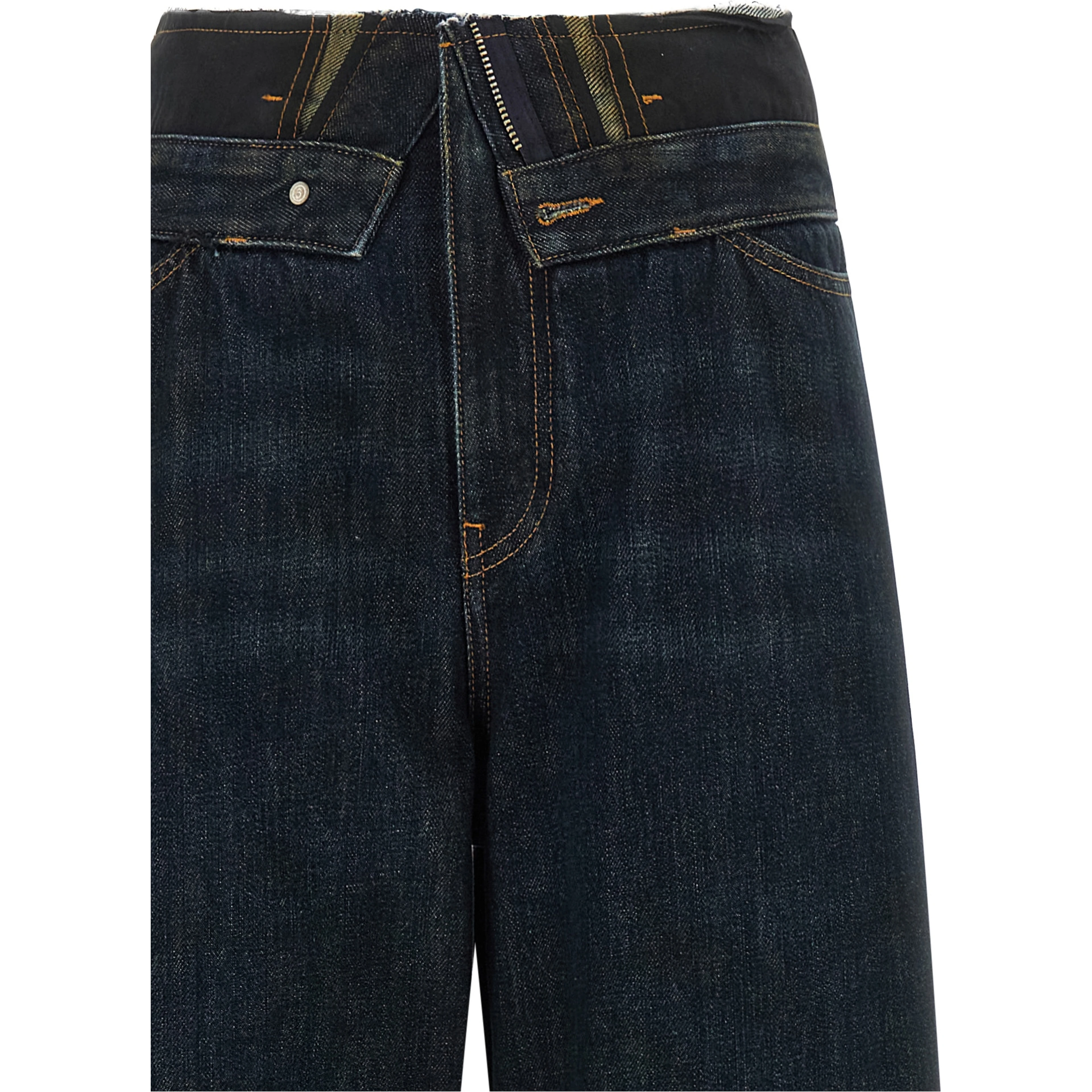 Blue Cotton High-Waisted Jean