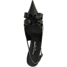 Black Calfskin Mid Heel Pumps