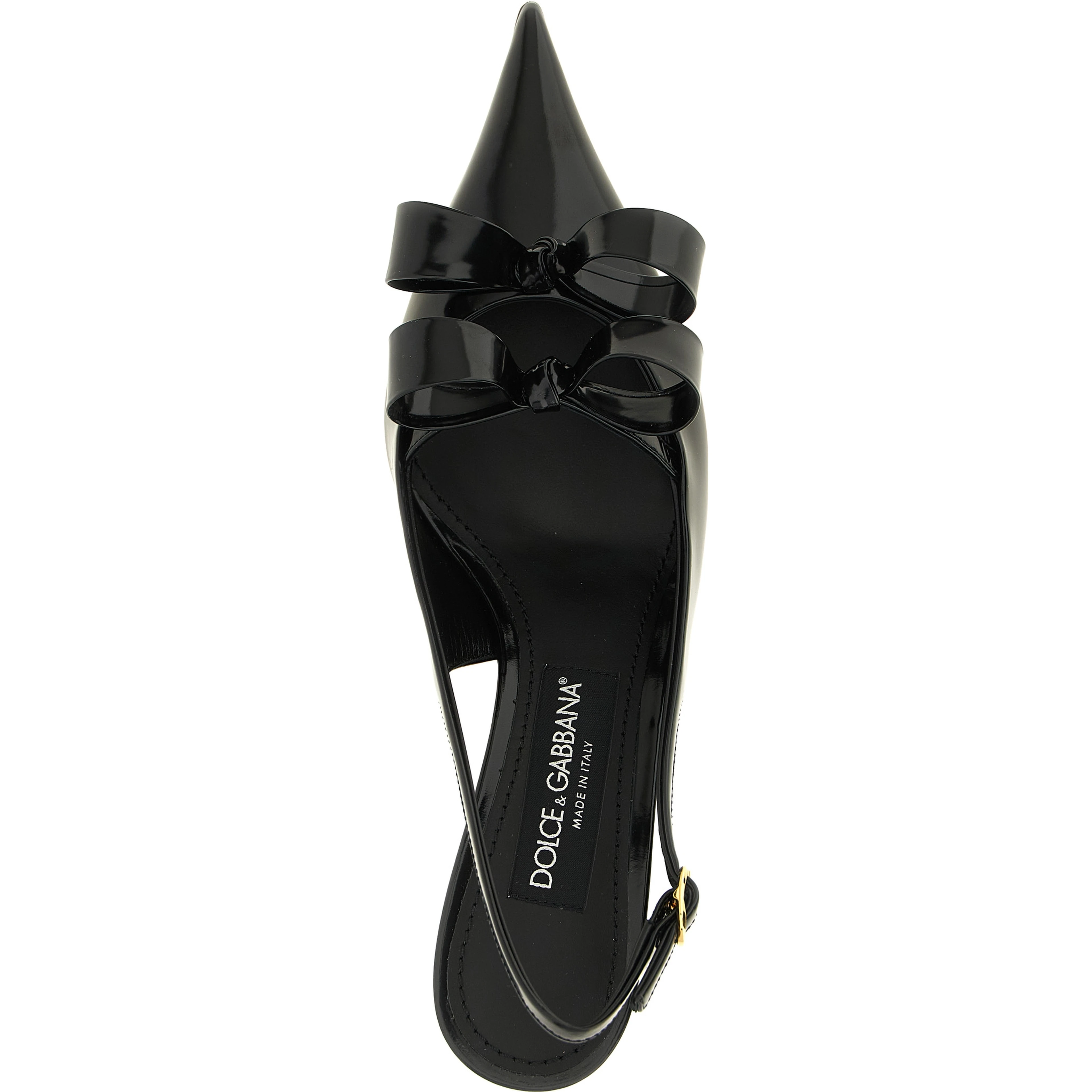 Black Calfskin Mid Heel Pumps