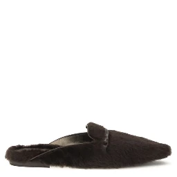 Brown Fur Ballet Flats