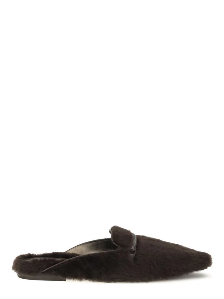 Brown Fur Ballet Flats