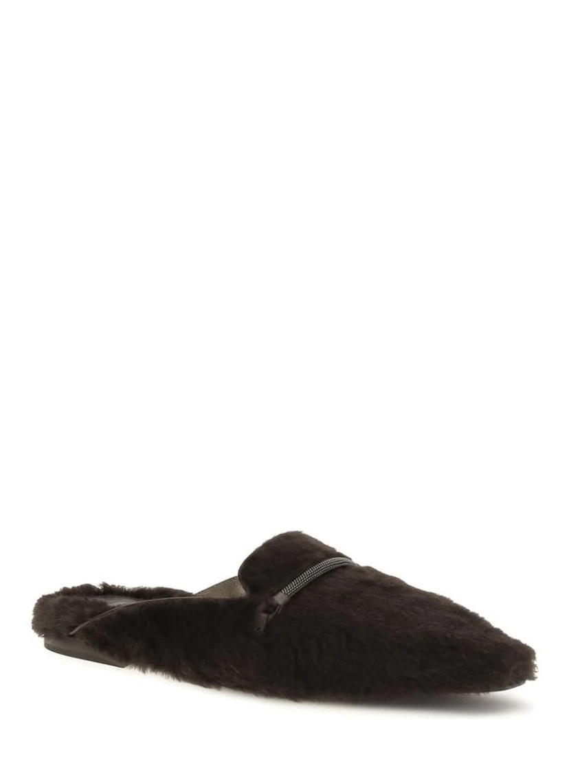 Brown Fur Ballet Flats
