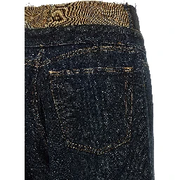 Blue Cotton High-Waisted Jean