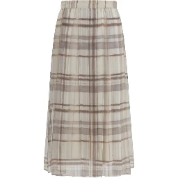 Beige Silk Midi Skirt