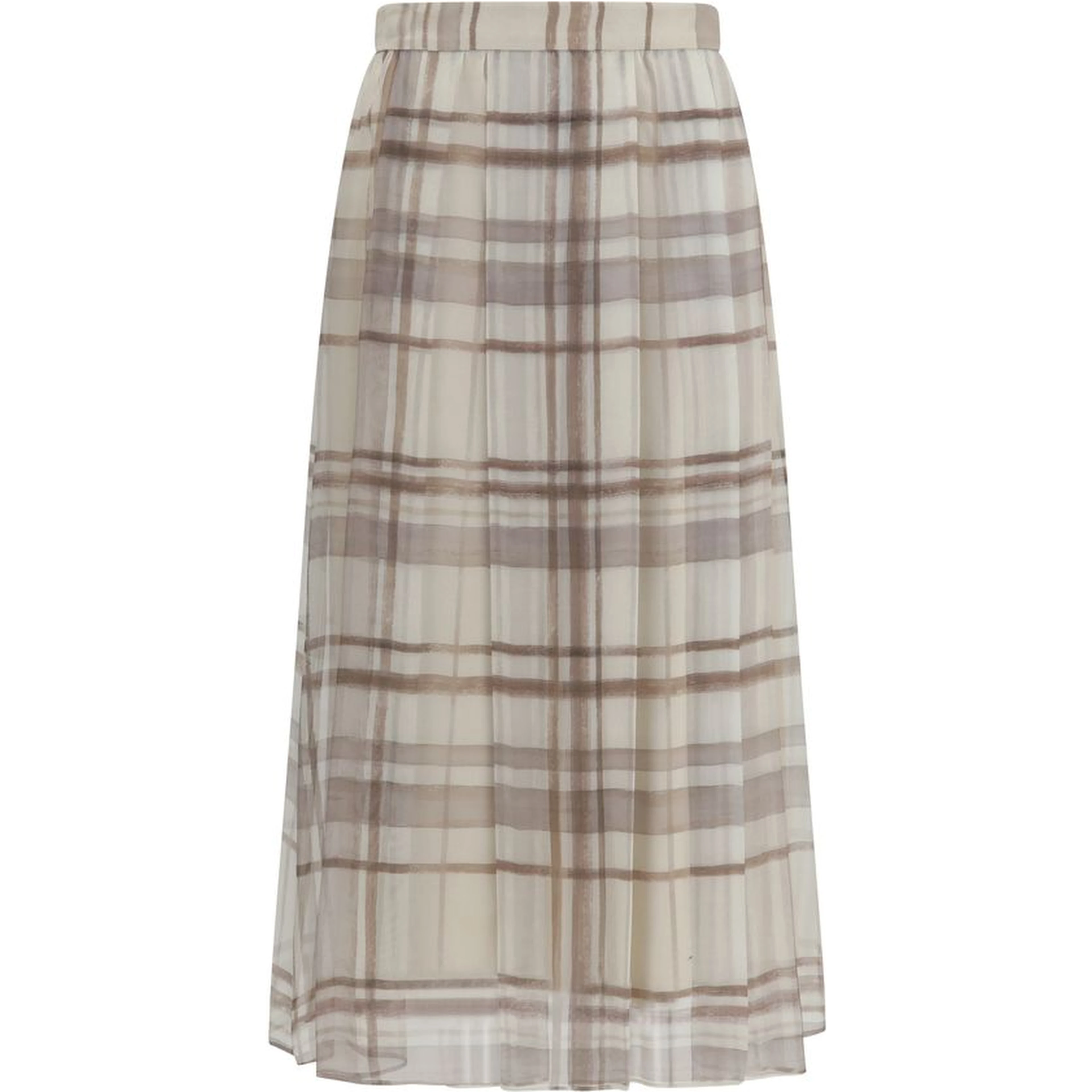 Beige Silk Midi Skirt