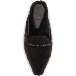 Brown Fur Ballet Flats