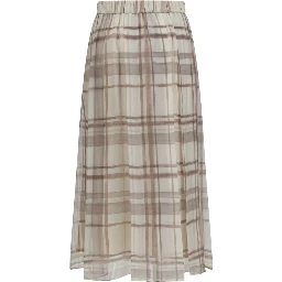 Beige Silk Midi Skirt