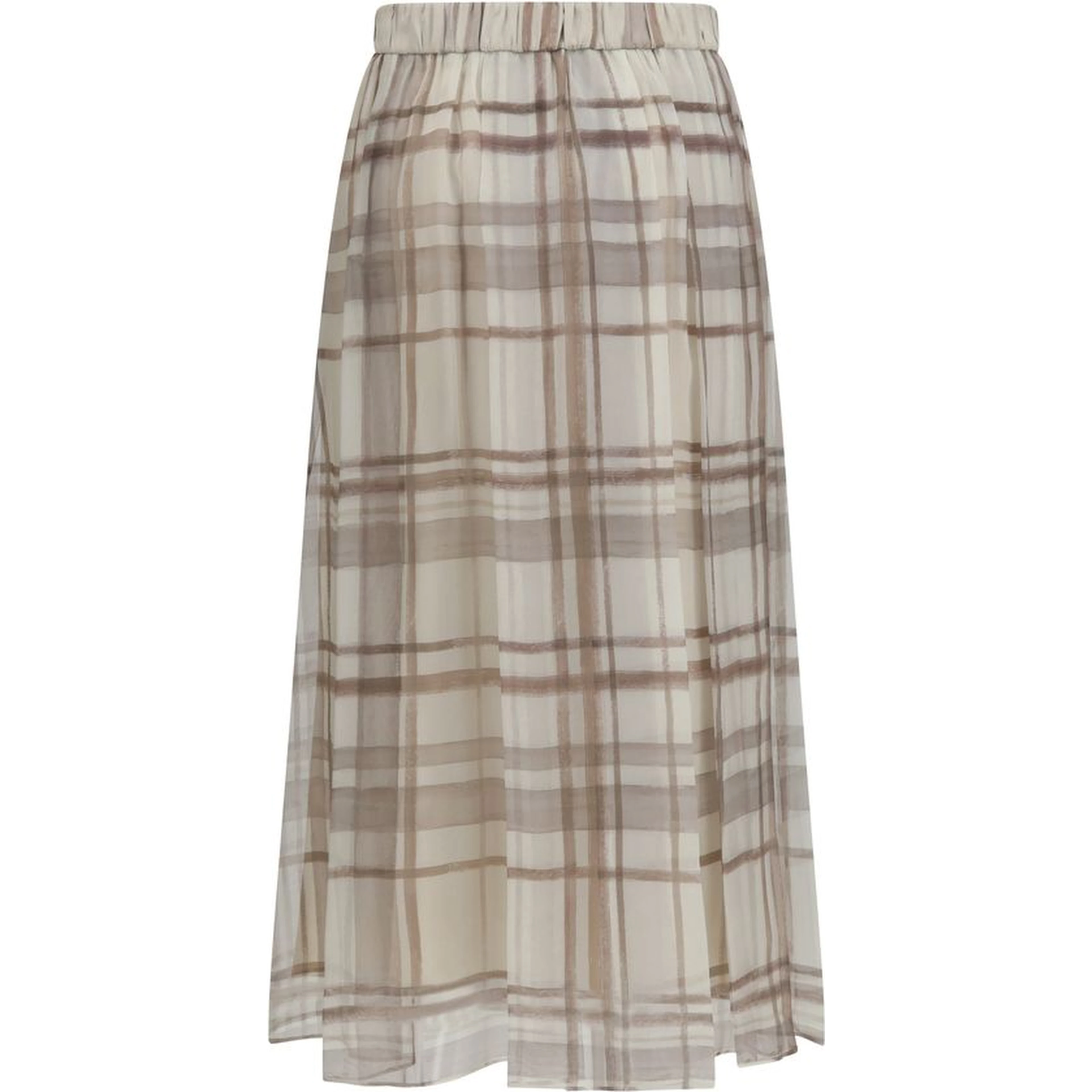 Beige Silk Midi Skirt