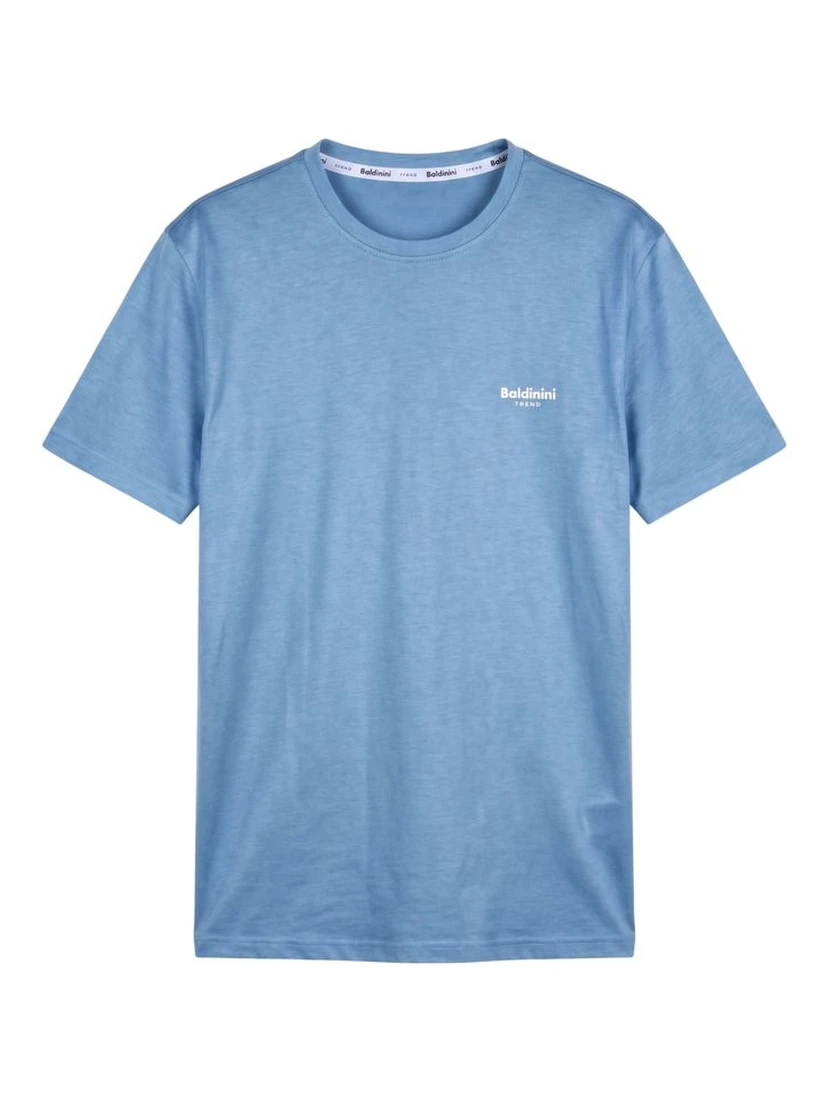 Light Blue Cotton Men T-Shirt
