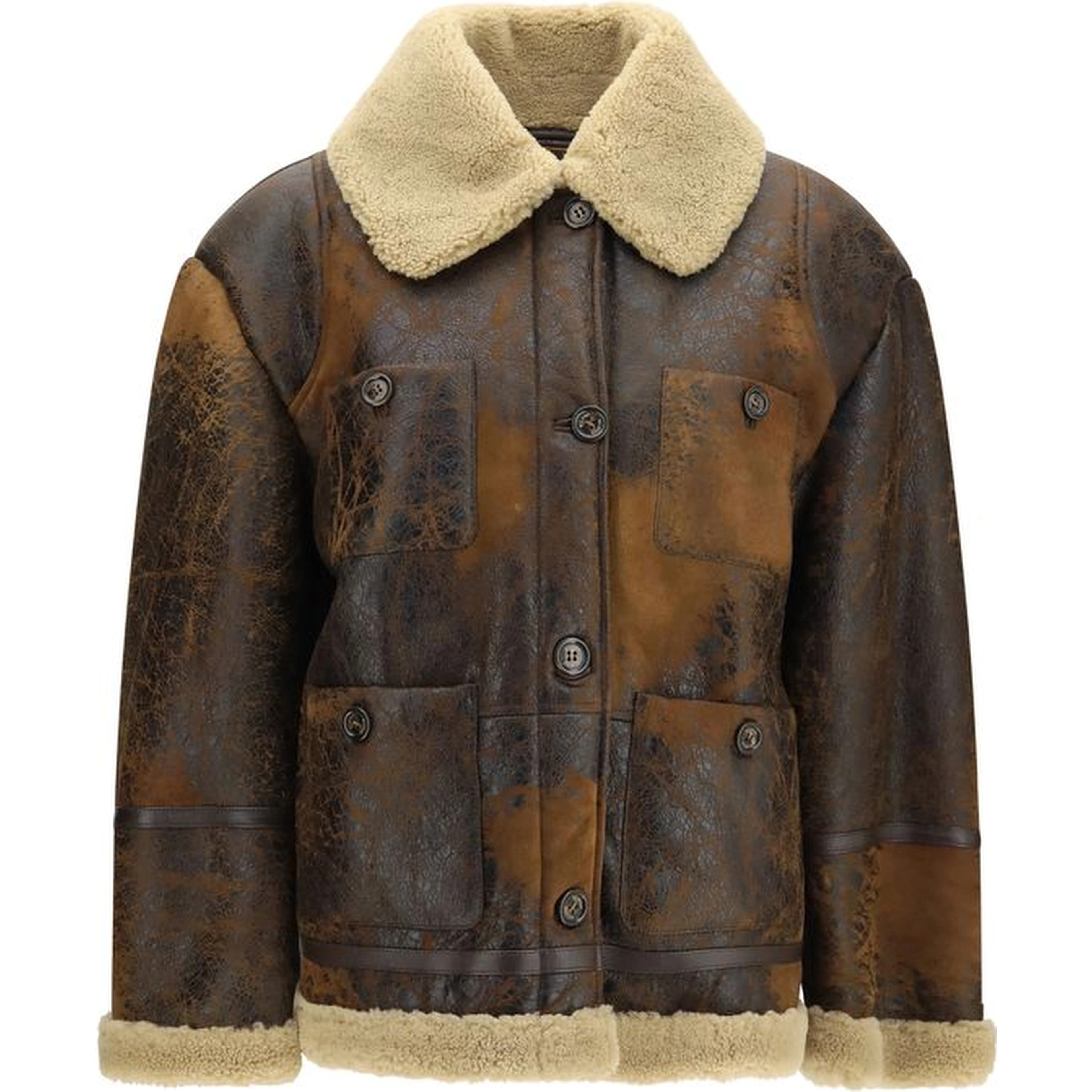 Brown Lamb Ovis Aries Leather Jacket