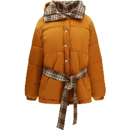 Orange Polyamide Full-Length Jacket