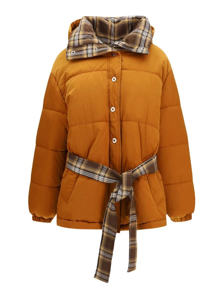 Orange Polyamide Full-Length Jacket