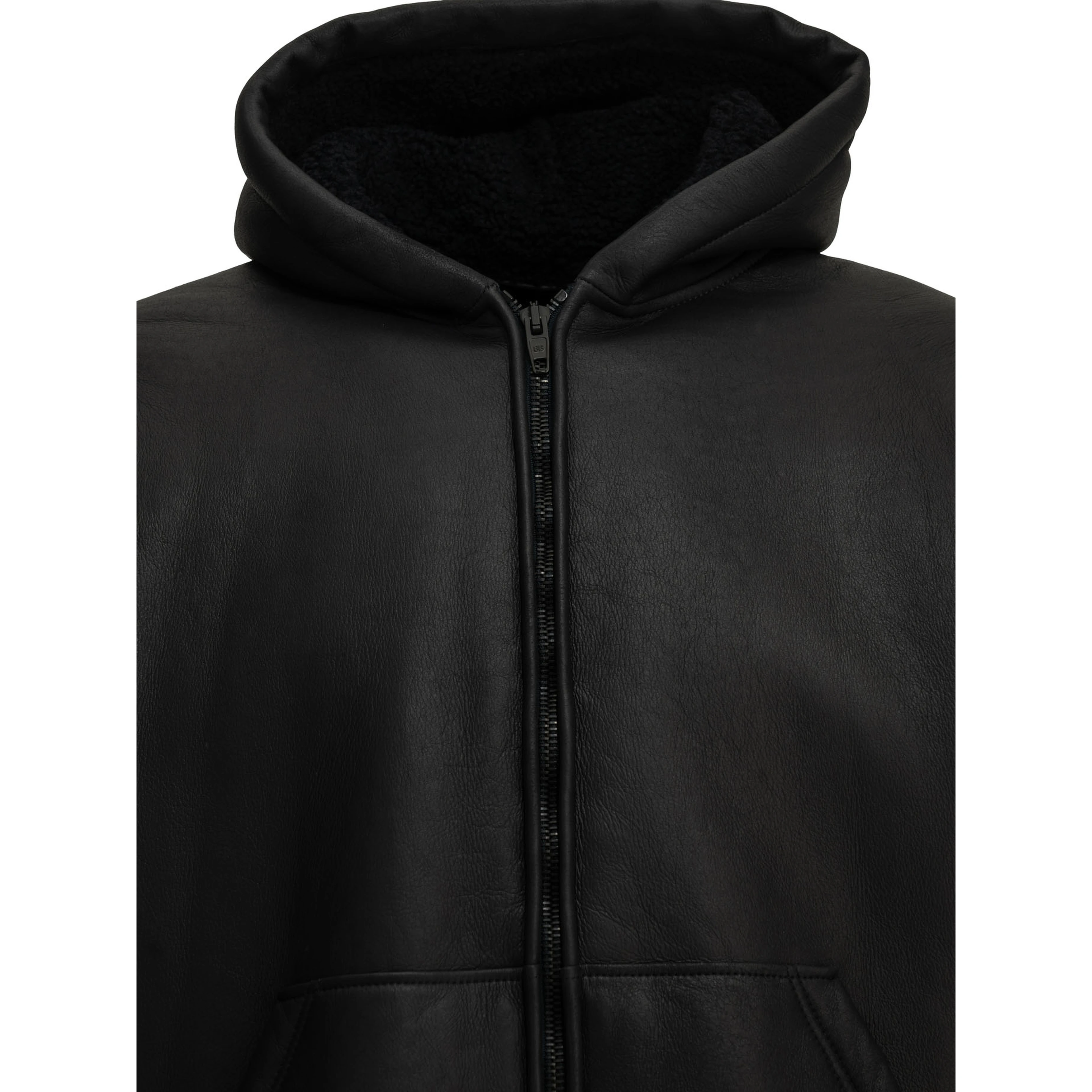Hooded shearling jacket