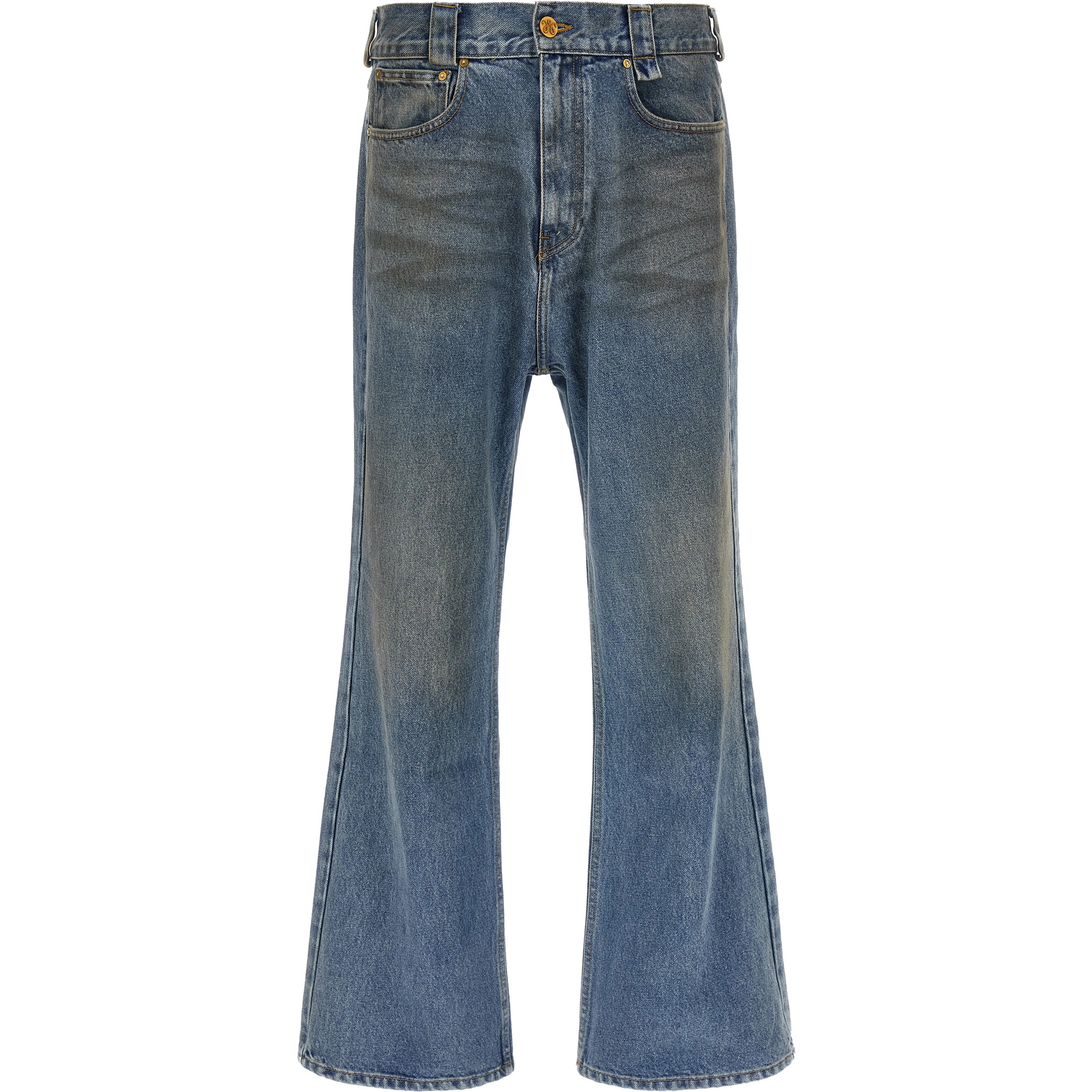Blue Cotton Flared Jeans