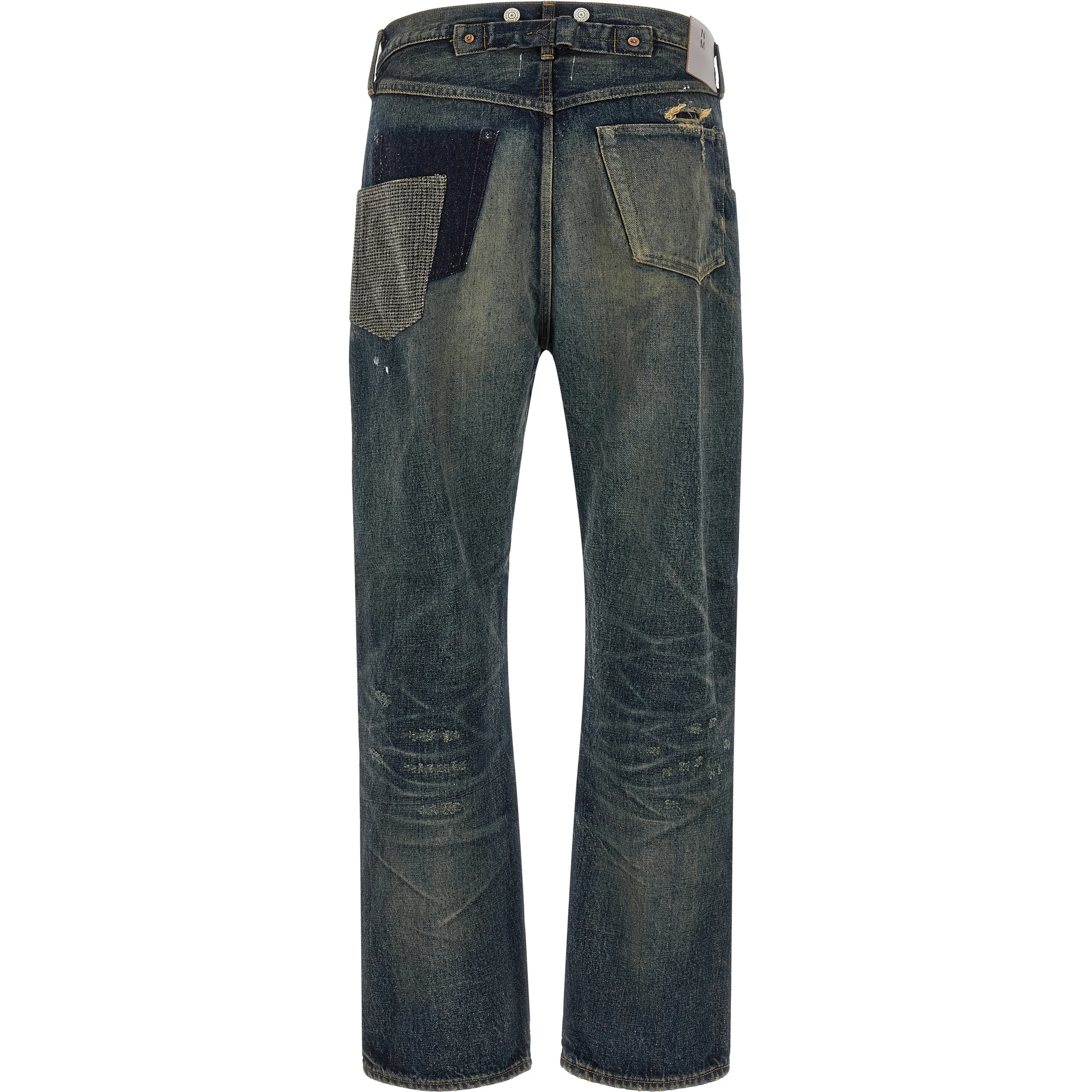 Blue Cotton Straight-Leg Jeans