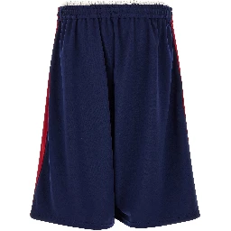 Blue Polyester Bermuda Shorts
